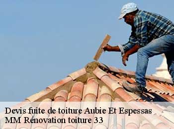 Devis fuite de toiture  aubie-et-espessas-33240 MM Rénovation toiture 33