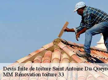 Devis fuite de toiture  saint-antoine-du-queyret-33790 MM Rénovation toiture 33