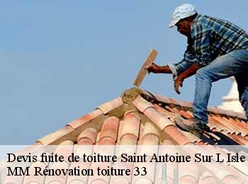 Devis fuite de toiture  saint-antoine-sur-l-isle-33660 MM Rénovation toiture 33