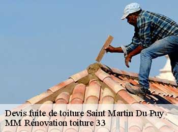 Devis fuite de toiture  saint-martin-du-puy-33540 MM Rénovation toiture 33