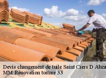 Devis changement de tuile  saint-ciers-d-abzac-33910 MM Rénovation toiture 33