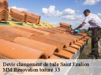 Devis changement de tuile  saint-emilion-33330 MM Rénovation toiture 33