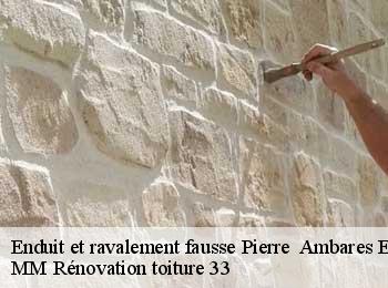 Enduit et ravalement fausse Pierre   ambares-et-lagrave-33440 MM Rénovation toiture 33