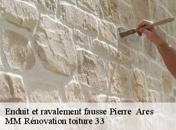 Enduit et ravalement fausse Pierre   ares-33740 MM Rénovation toiture 33