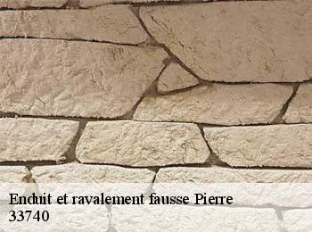 Enduit et ravalement fausse Pierre   ares-33740 MM Rénovation toiture 33