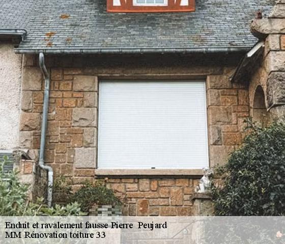 Enduit et ravalement fausse Pierre   peujard-33240 MM Rénovation toiture 33