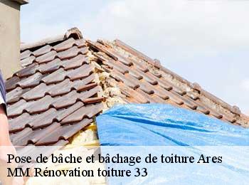 Pose de bâche et bâchage de toiture  ares-33740 MM Rénovation toiture 33