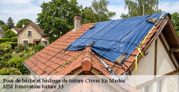 Pose de bâche et bâchage de toiture  civrac-en-medoc-33340 MM Rénovation toiture 33