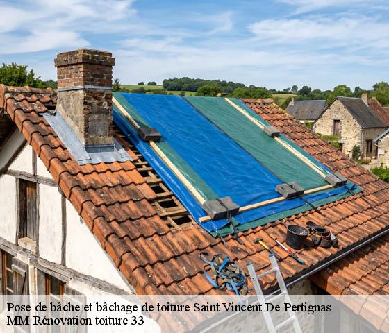Pose de bâche et bâchage de toiture  saint-vincent-de-pertignas-33420 MM Rénovation toiture 33