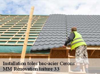 Installation toles bac-acier  cerons-33720 MM Rénovation toiture 33