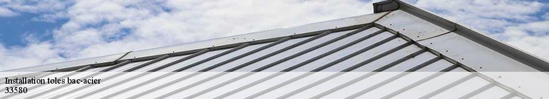 Installation toles bac-acier  coutures-33580 MM Rénovation toiture 33