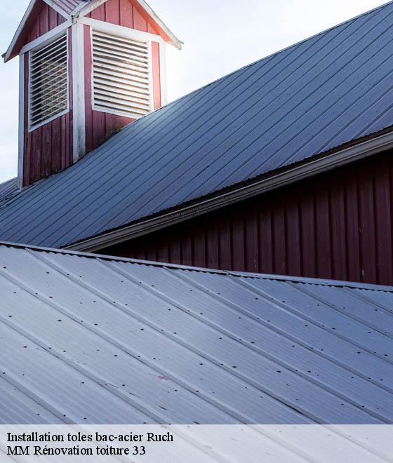Installation toles bac-acier  ruch-33350 MM Rénovation toiture 33