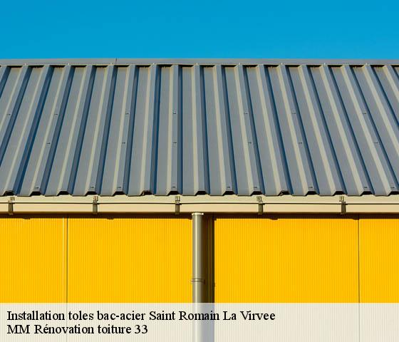 Installation toles bac-acier  saint-romain-la-virvee-33240 MM Rénovation toiture 33